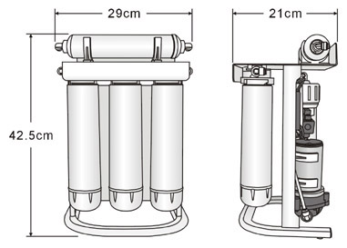 PurePro ERS-105 víztisztító készülék nyomásfokozóval gyors csatlakozós.