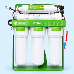 Ecosoft P’URE Balance tartályos fordított ozmózisos víztisztító nyomásfokozó szivattyúval,